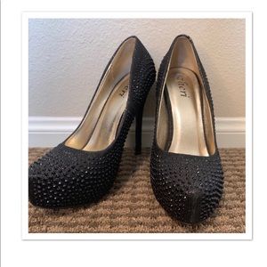 Black Rhinestones Heels